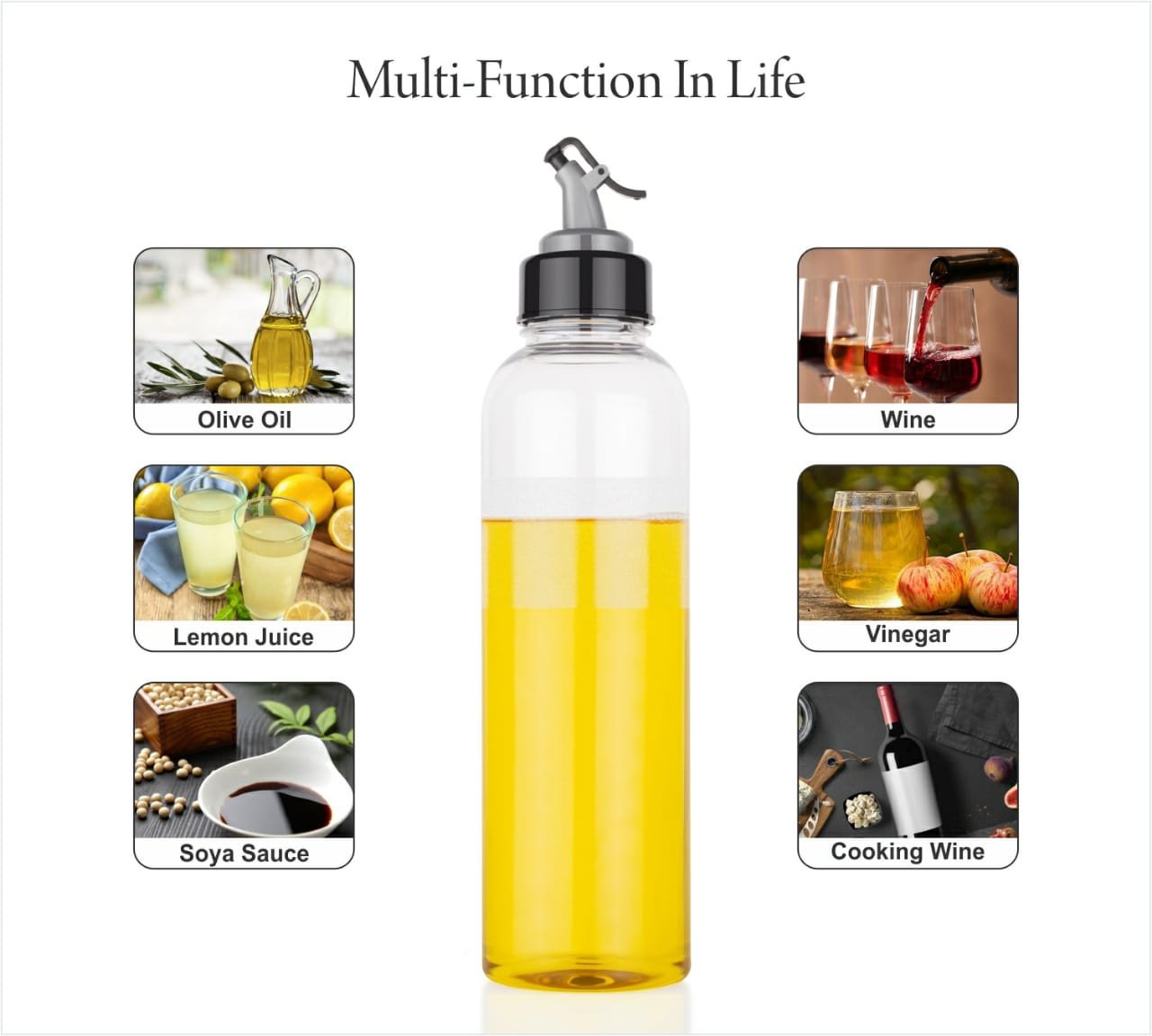 1L Oil Dispenser Bottle with Lid – Clear, Drip-Free Spout